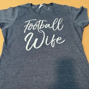 PORT & COMPANY grey Football Wife tee shirt ladies LARGE